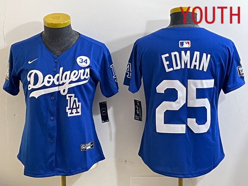 Youth Los Angeles Dodgers #25 Edman Blue Game 2024 Nike MLB Jersey style 11214->youth mlb jersey->Youth Jersey